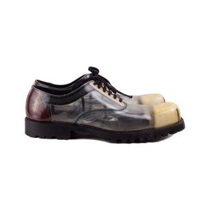 COMME DES GARCONS A/W 2002 ARCHIVAL PVC see-through square toe derby shoes